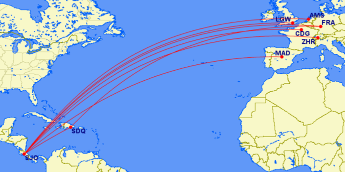 Rutas a Europa de SJO.