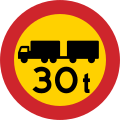 No vehicles or combination of vehicles exceeding weight shown