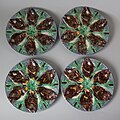 Oyster plates, c. 1880, coloured glazes, Palissy style
