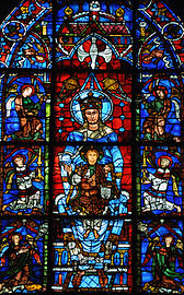 Detalle de la Ventana de la Virgen Azul, Catedral de Chartres (siglo XII).
