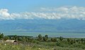 South shore of Lago Enriquillo, looking northward to the Sierra de Neiba mountains; Independencia Province, Dominican Republic.
