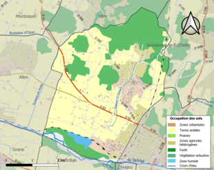 Carte en couleurs présentant l'occupation des sols.