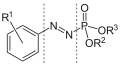 Deutsch: Allgemeine Struktur der Azophosphonate English: Generic structure of azophosphonates