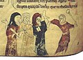 Inglaterra. Mateo de París, Escena de persecución, c. 1230-50. Biblioteca Británica, Ms. Cotton Nero D.I., folio 183v.
