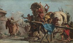 G. D. Tiepolo, Construction du cheval de Troie, National Gallery.