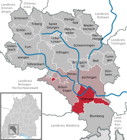 Läget för Hüfingen i Schwarzwald-Baar-Kreis