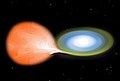 Artist's conception of a white dwarf star accreting hydrogen from a larger companion.