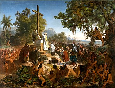 Առաջին քրիստոնեական պատարագը Բրազիլիայում, որին մասնակցում են տեղաբնիկ ցեղերն ու երկրամասի հայտնագործող Պեդրո Ալվարես Կաբրալը