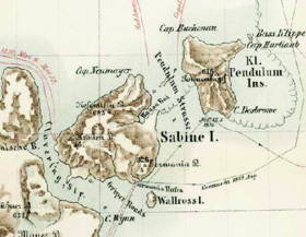 L'île Sabine sur une carte de 1874