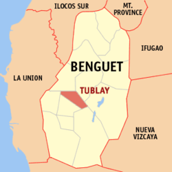 Mapa han Benguet nga nagpapakita kon hain nahamutang an Tublay.