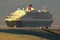 Queen Mary 2 behind dike