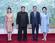 Ri Sol-ju, Kim Jong-un, Moon Jae-in, and Kim Jong-sook (April 27, 2018).jpg
