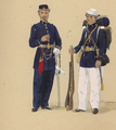 Comandante y soldado de la infantería imperial brasileña en la Guerra de la Triple Alianza.