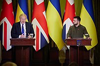 Volodimir Zelenski se reunió con Boris Johnson en Kiev, 9 de abril de 2022.