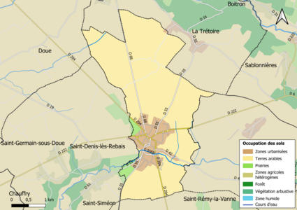 Carte des infrastructures et de l'occupation des sols en 2018 (CLC) de la commune.