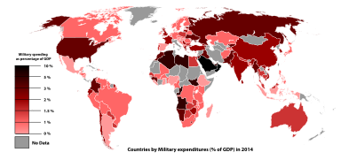 Countries by Military expenditures (% of GDP) in 2014.svg