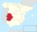 Situation géographique de l'Estrémadure en Espagne.