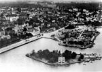 Flygfoto inre hamnen 1930-tal.