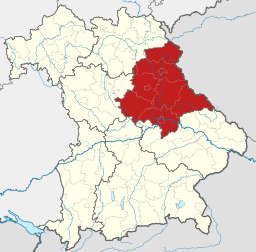 Oberpfalzs läge i Bayern.