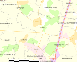 Mapa obce Cuvilly