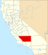 Harta statului California indicând comitatul Kern