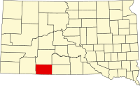 Map of Južna Dakota highlighting Bennett County