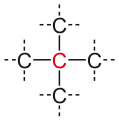 Deutsch: Allgemeine Struktur eines quartären Kohlenstoffatoms English: Generic structure of a quaternary carbon atom