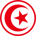 Tunisia 1960 to present A red crescent and star on a white disc, bordered in red