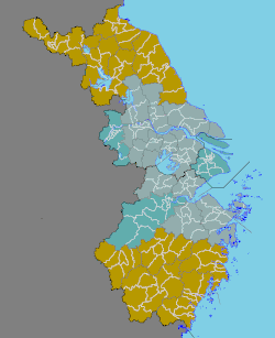 Map of Yangtze River Delta in Green