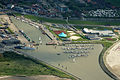 Aerial view of Esens harbour Bensersiel