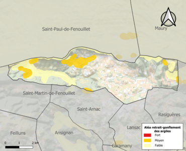 Carte des zones d'aléa retrait-gonflement des argiles.