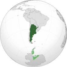گسترهٔ مرزهای آرژانتین در نقشه؛ مناطق مورد مناقشه کم‌رنگ‌تر نمایش داده شده.