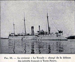三等巡洋艦「トルード」。 1900 トン台の小型巡洋艦ながら艦隊の偵察任務から通商破壊戦まで行える実力を持っていた。