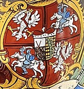 Coat of arms of the Polish–Lithuanian Commonwealth, featuring Polish Eagle and Lithuanian Vytis (Waykimas), depicted on a glass, dating to the late 17th century–early 18th century (2).jpg