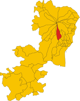 Nicolosis läge i storstadsregionen Catania