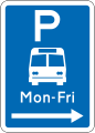 (R6-53.2.2) Bus Parking: Non-standard Hours (on the right of this sign)