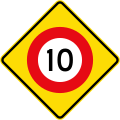 (W10-3) 10 km/h speed limit ahead