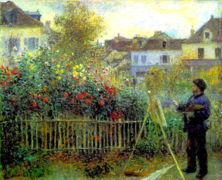 Monet pintando en su jardín de Argenteuil, por Pierre-Auguste Renoir, 1873