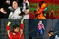 Four different outfits worn by Utada during a performance at Saitama Super Arena, 2006