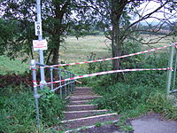 One of the many paths closed in Guildford, UK following the outbreak of Foot and Mouth disease in August 2007