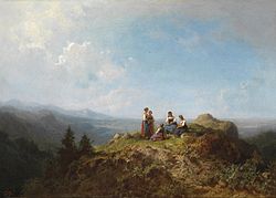 Five Girls in Dirndl on the Alm 1870-1875
