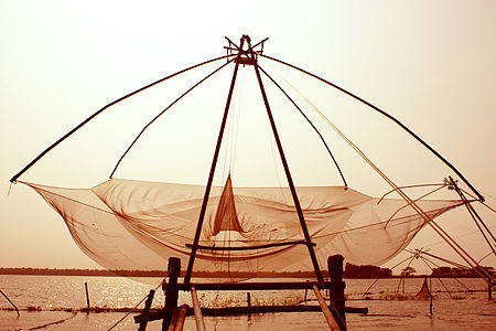 Raised Chinese fishing nets.