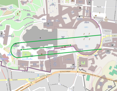 Plano esquemático moderno do local com o Circo de Nero em verde.