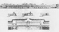 Grundriss und Aufriss vom Orangerieschloss in Potsdam (nicht ausgeführter Entwurf), um 1840-1843