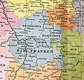 Mapa vévodství Franky okolo roku 800