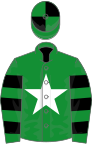 Green, white star, black hooped sleeves and quartered cap