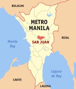 Mapa ng Kalakhang Maynila na nagpapakita ng lokasyon ng San Juan.