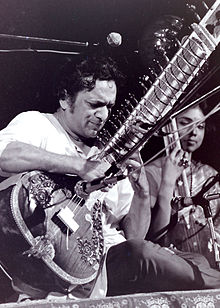 Shankar performing at Woodstock in 1969