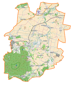 Mapa konturowa gminy Sobótka, po prawej nieco na dole znajduje się punkt z opisem „Nasławice”