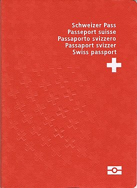 Лицевая сторона современного швейцарского биометрического паспорта